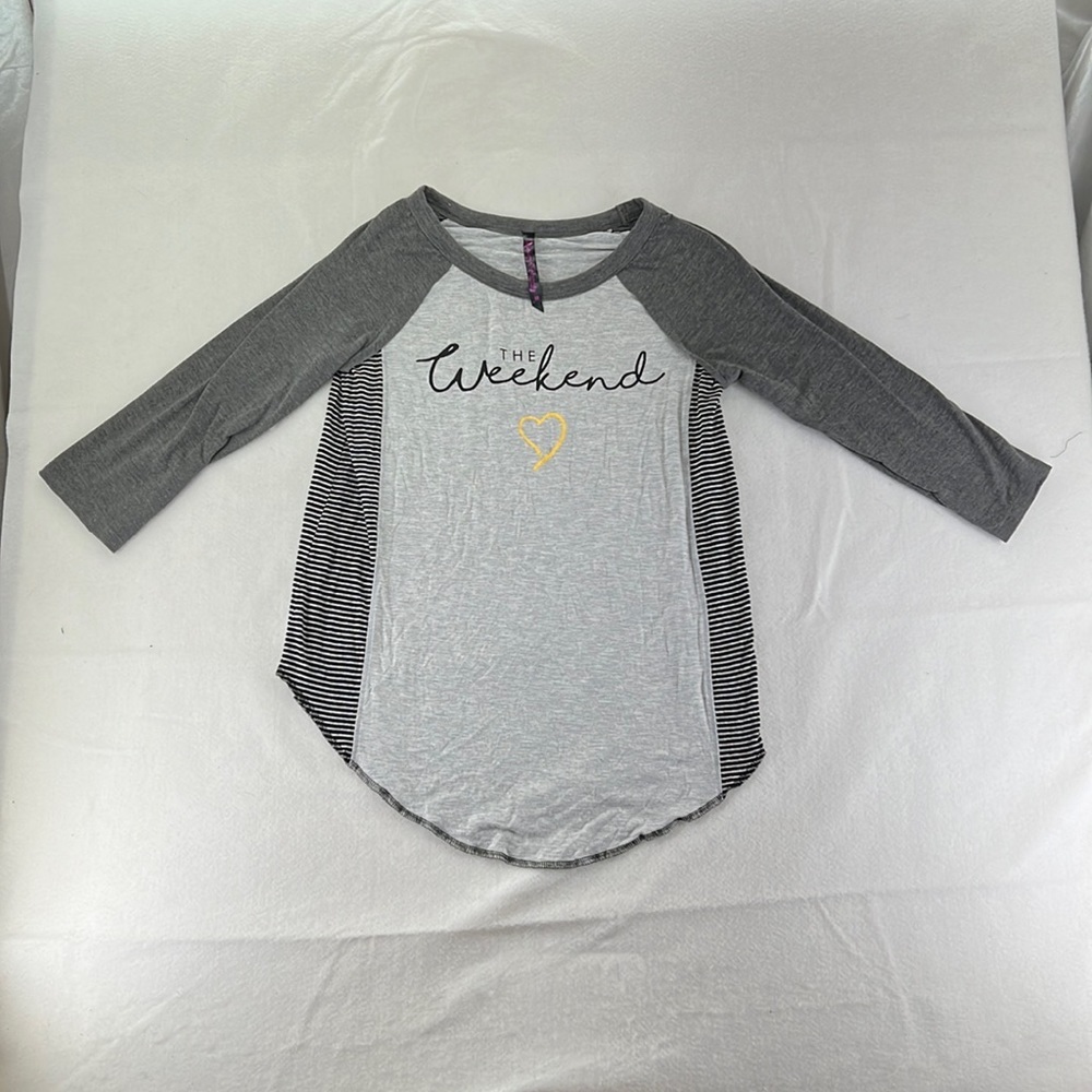Desiree Maternity 3/4 Long Sleeve Shirt The Weekend Gray Striped Pregnancy M